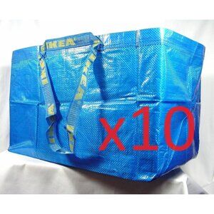 IKEA 10 X LARGE BLUE BAGS Shopping Bag Laundry Storage Travel Tote FRAKTA